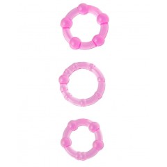 Набор из 3 стимулирующих эрекционных колец розового цвета