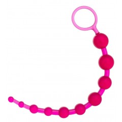 Розовая анальная цепочка из 10 шариков - 30 см.